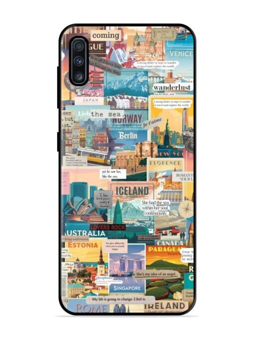 Travel Inspiration Collage Glossy Metal Phone Cover for Samsung Galaxy A70 Zapvi