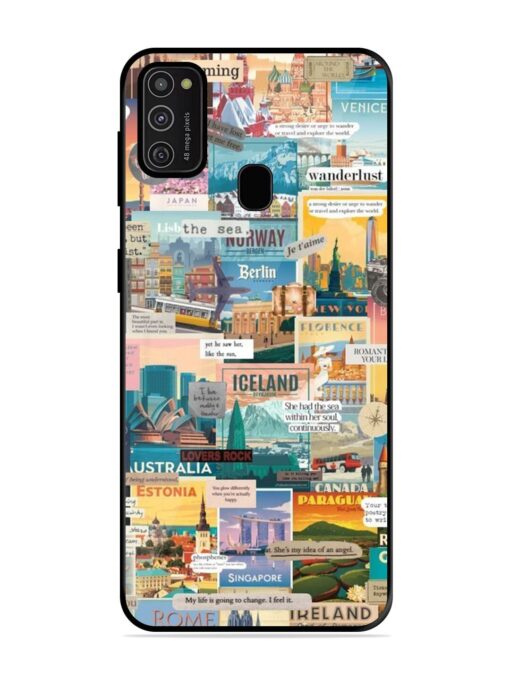 Travel Inspiration Collage Glossy Metal Phone Cover for Samsung Galaxy M21 (2021)