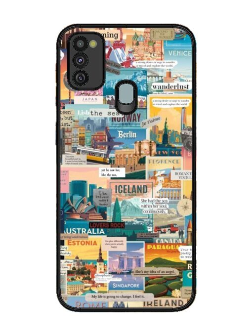 Travel Inspiration Collage Glossy Metal Phone Cover for Samsung Galaxy M21 (4G)