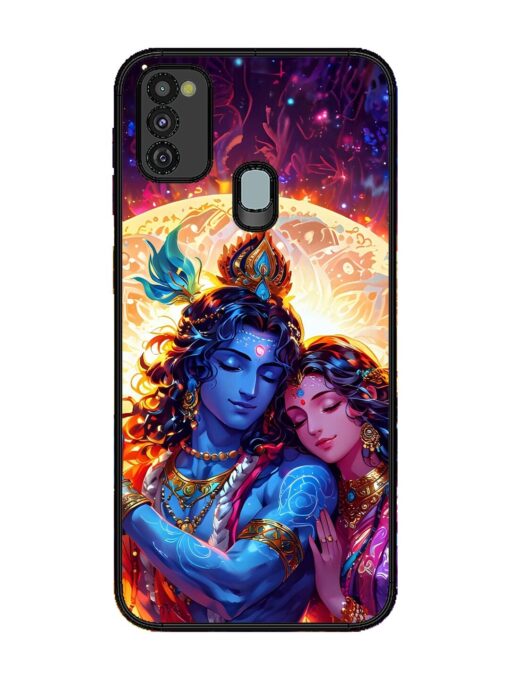 Radha Krishna Art Glossy Metal Phone Cover for Samsung Galaxy M21 (4G)