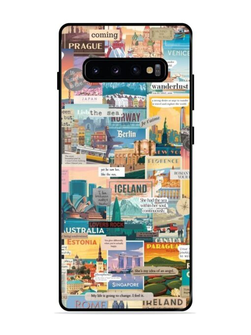 Travel Inspiration Collage Glossy Metal Phone Cover for Samsung Galaxy S10 Plus