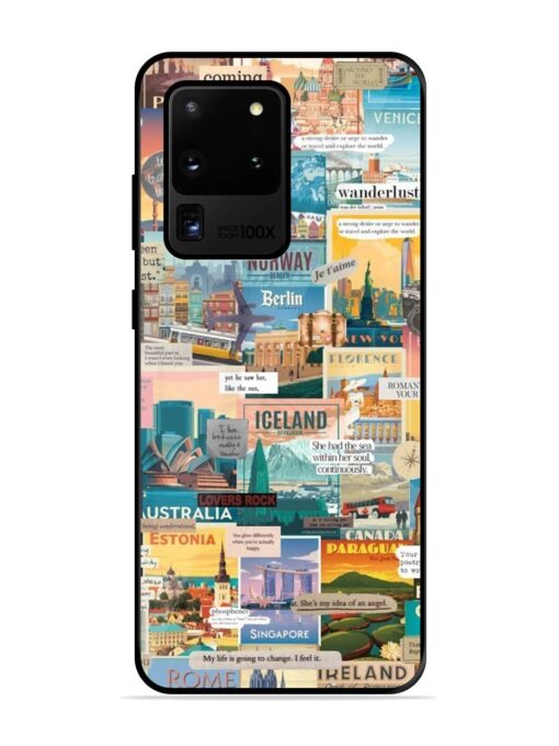 Travel Inspiration Collage Glossy Metal Phone Cover for Samsung Galaxy S20 Ultra Zapvi