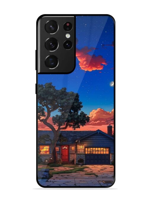 Serene Suburban Twilight Glossy Metal Phone Cover for Samsung Galaxy S21 Ultra Zapvi