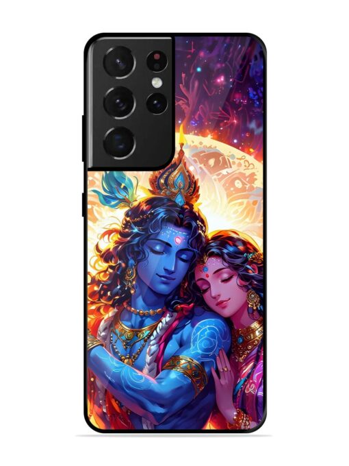 Radha Krishna Art Glossy Metal Phone Cover for Samsung Galaxy S21 Ultra Zapvi