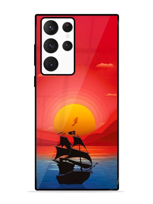 Sunset Sail Glossy Metal Phone Cover for Samsung Galaxy S22 Ultra Zapvi