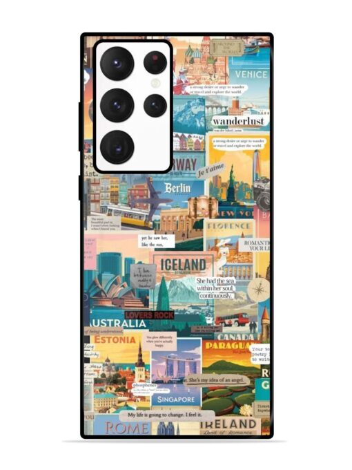 Travel Inspiration Collage Glossy Metal Phone Cover for Samsung Galaxy S22 Ultra Zapvi