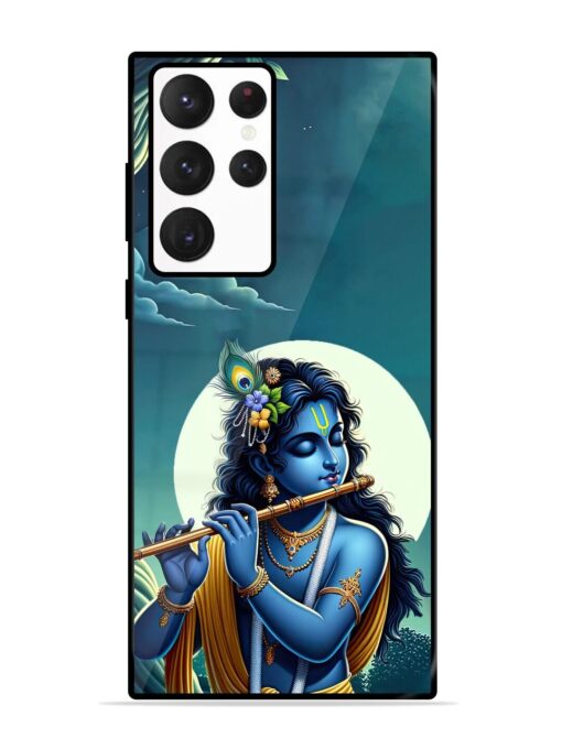 Krishna's Divine Flute Glossy Metal Phone Cover for Samsung Galaxy S22 Ultra Zapvi