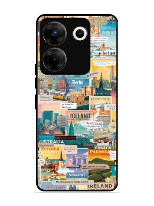 Travel Inspiration Collage Glossy Metal Phone Cover for Tecno Camon 20 Pro (5G) Zapvi