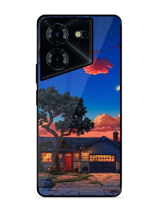 Serene Suburban Twilight Glossy Metal Phone Cover for Tecno Pova 5 Pro (5G) Zapvi