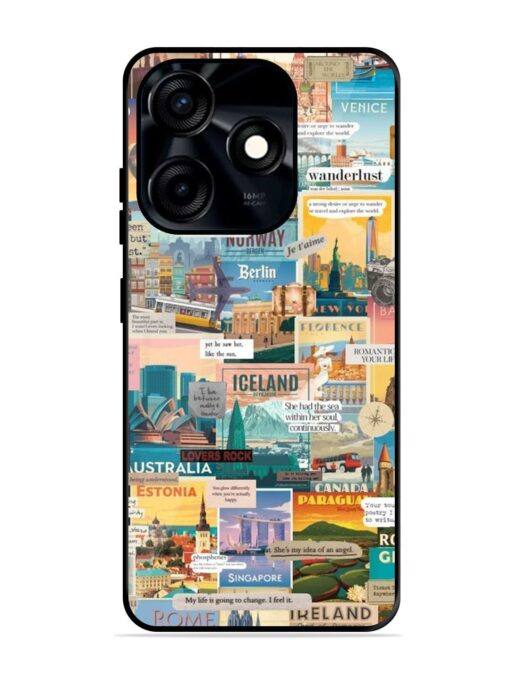 Travel Inspiration Collage Glossy Metal Phone Cover for Tecno Spark 10C Zapvi