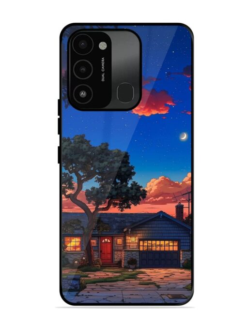 Serene Suburban Twilight Glossy Metal Phone Cover for Tecno Spark 8C