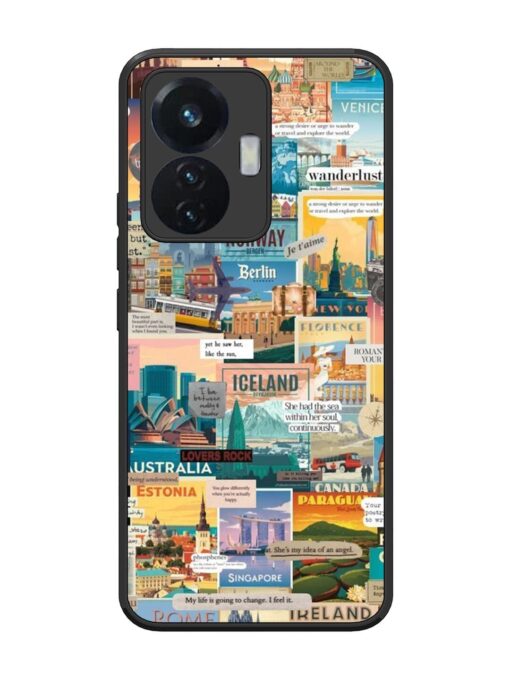 Travel Inspiration Collage Glossy Metal Phone Cover for Vivo T1 (44W) Zapvi