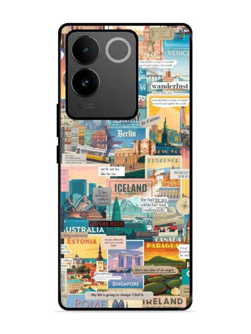 Travel Inspiration Collage Glossy Metal Phone Cover for Vivo T2 Pro (5G) Zapvi