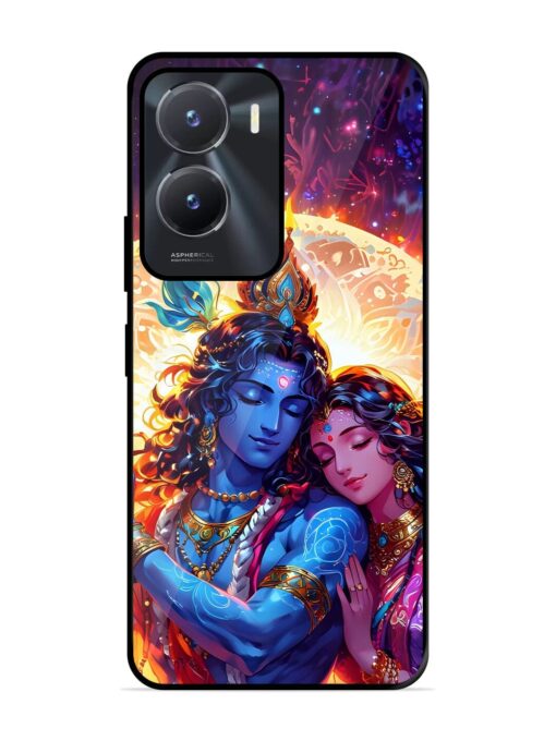 Radha Krishna Art Glossy Metal Phone Cover for Vivo T2X (5G)