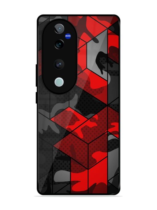 Royal Red Camouflage Pattern Glossy Metal Phone Cover for Vivo T3 Ultra (5G)