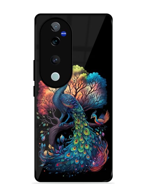 Peacock Tree Art Glossy Metal Phone Cover for Vivo T3 Ultra (5G)