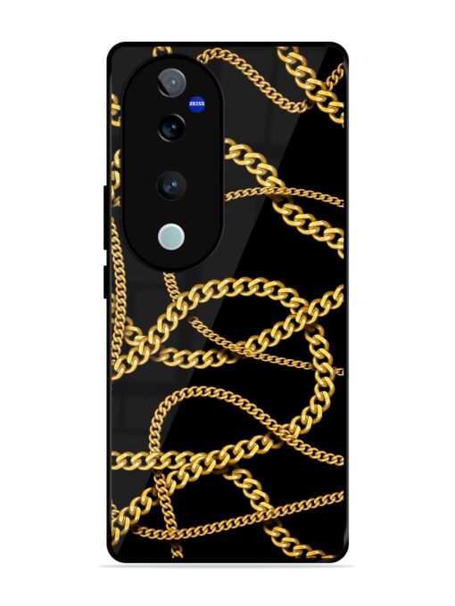 Decorative Golde Chain Glossy Metal Phone Cover for Vivo T3 Ultra (5G)