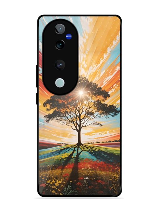 Abstract Tree Colorful Art Glossy Metal Phone Cover for Vivo T3 Ultra (5G)