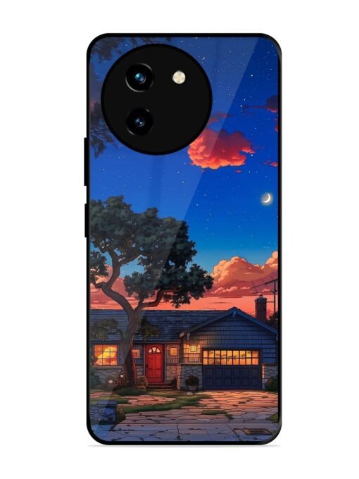 Serene Suburban Twilight Glossy Metal Phone Cover for Vivo T3X (5G) Zapvi