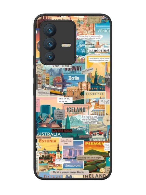 Travel Inspiration Collage Glossy Metal Phone Cover for Vivo V23 (5G) Zapvi