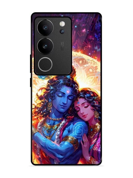 Radha Krishna Art Glossy Metal Phone Cover for Vivo V29 Pro (5G)