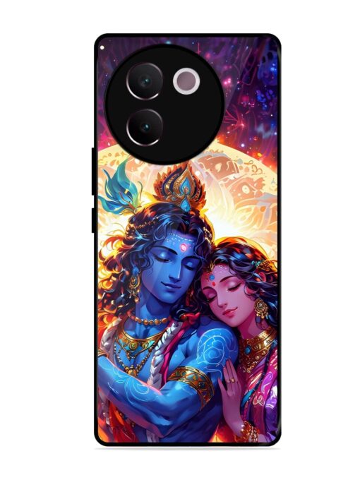 Radha Krishna Art Glossy Metal Phone Cover for Vivo V30E (5G)