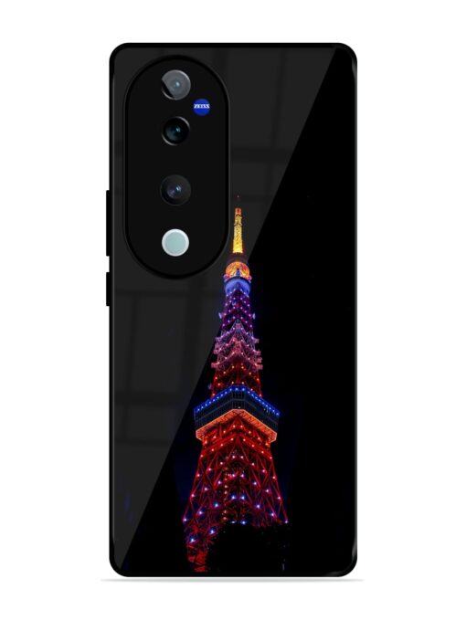 Eiffel Tower Night View Glossy Metal Phone Cover for Vivo V40 (5G)