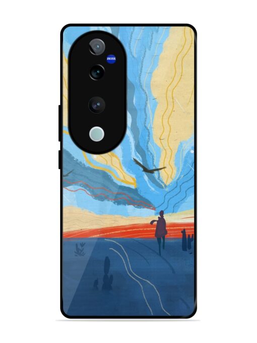 Minimal Abstract Landscape Glossy Metal Phone Cover for Vivo V40 (5G)