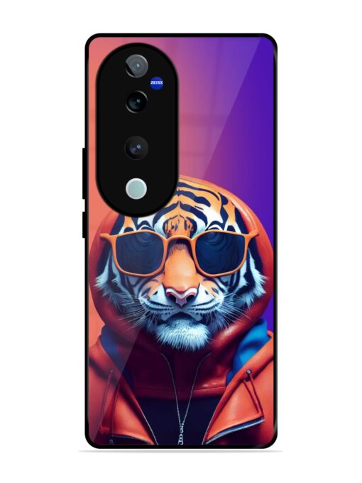 Tiger Animation Glossy Metal Phone Cover for Vivo V40 (5G)