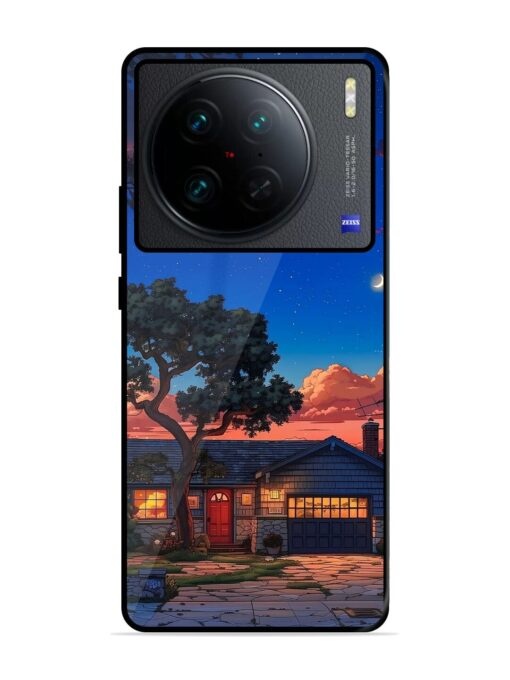 Serene Suburban Twilight Glossy Metal Phone Cover for Vivo X90 Pro