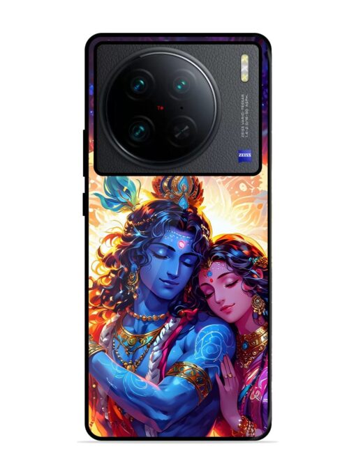 Radha Krishna Art Glossy Metal Phone Cover for Vivo X90 Pro