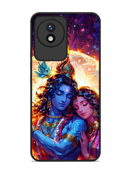 Radha Krishna Art Glossy Metal Phone Cover for Vivo Y02