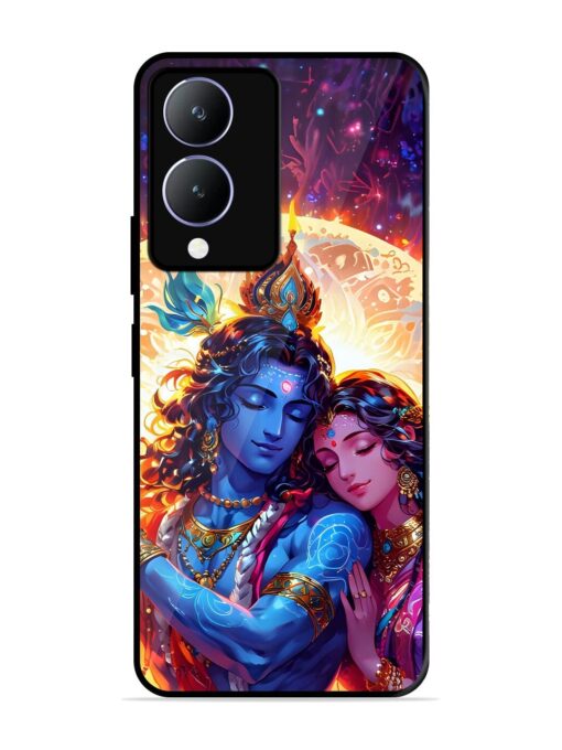 Radha Krishna Art Glossy Metal Phone Cover for Vivo Y17S