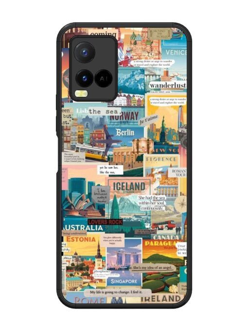 Travel Inspiration Collage Glossy Metal Phone Cover for Vivo Y21 Zapvi