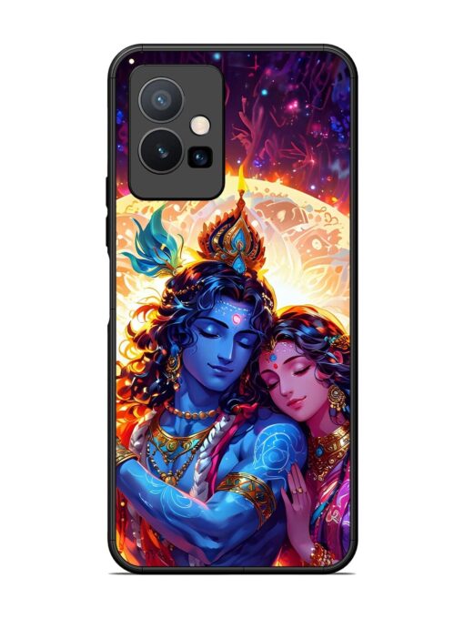 Radha Krishna Art Glossy Metal Phone Cover for Vivo Y75 (5G) Zapvi