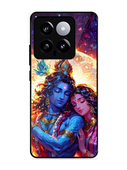 Radha Krishna Art Glossy Metal Phone Cover for Xiaomi Mi 14 (5G) Zapvi