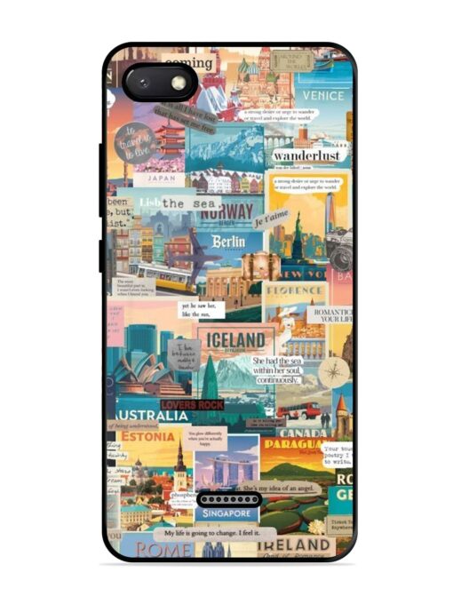 Travel Inspiration Collage Glossy Metal Phone Cover for Xiaomi Redmi 6A Zapvi