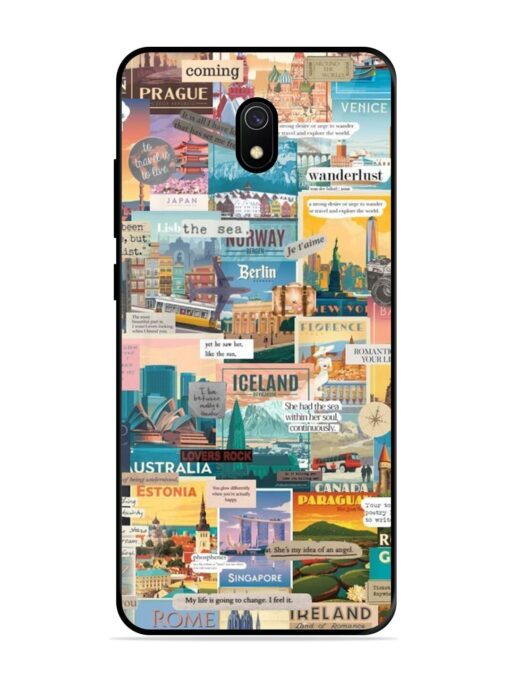 Travel Inspiration Collage Glossy Metal Phone Cover for Xiaomi Redmi 8A Zapvi