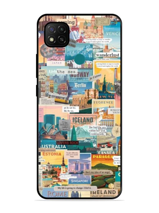 Travel Inspiration Collage Glossy Metal Phone Cover for Xiaomi Redmi 9 Activ Zapvi