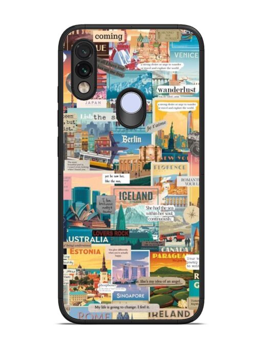 Travel Inspiration Collage Glossy Metal Phone Cover for Xiaomi Redmi Note 7 Pro Zapvi