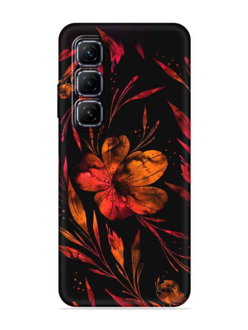 Red Flower Painting Embossed Soft Silicone Case for Infinix Hot 50 (5G)