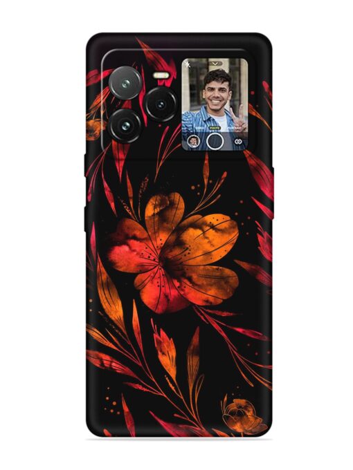 Red Flower Painting Embossed Soft Silicone Case for Lava Agni 3 (5G)