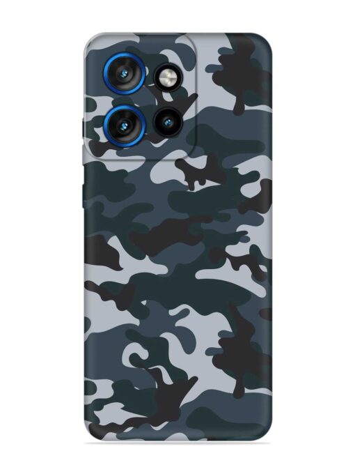 Dark Blue Army Military Art Embossed Soft Silicone Case for Motorola Moto Edge 50 Neo (5G)