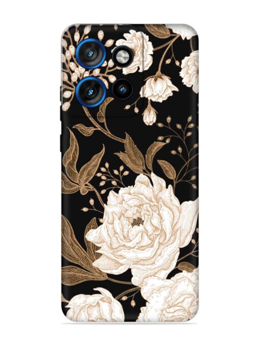 Peonies Roses Floral Embossed Soft Silicone Case for Motorola Moto Edge 50 Neo (5G)