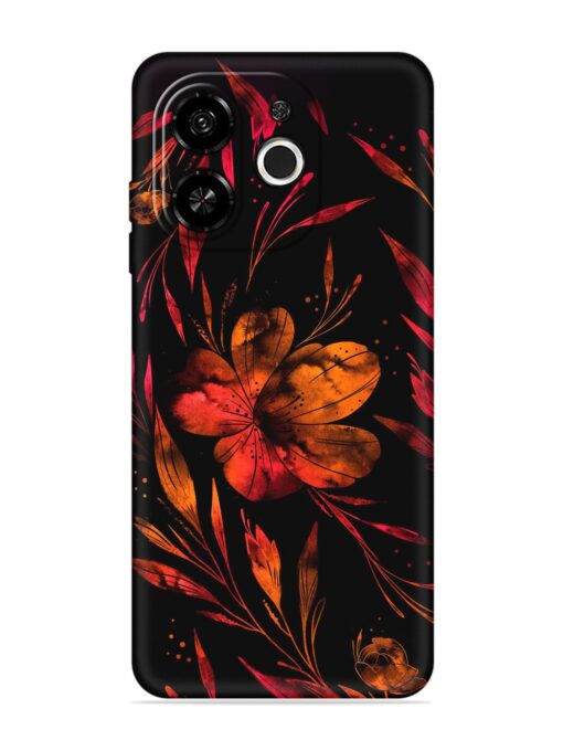 Red Flower Painting Embossed Soft Silicone Case for Tecno Pop 9 (5G) Zapvi