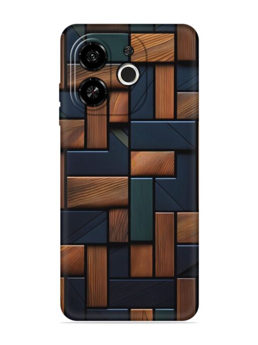 Wooden Background Cubes Embossed Soft Silicone Case for Tecno Pop 9 (5G)