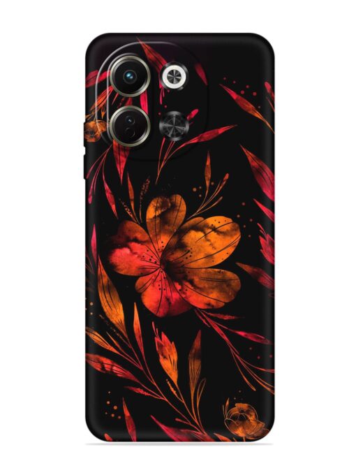 Red Flower Painting Embossed Soft Silicone Case for Tecno Pova 6 Neo (5G)