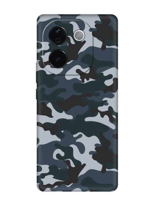 Dark Blue Army Military Art Embossed Soft Silicone Case for Vivo T3 Pro (5G)