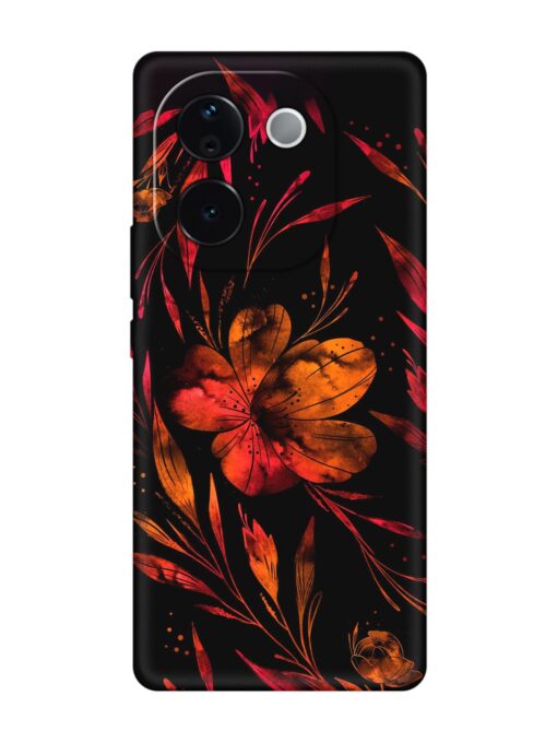 Red Flower Painting Embossed Soft Silicone Case for Vivo T3 Pro (5G)