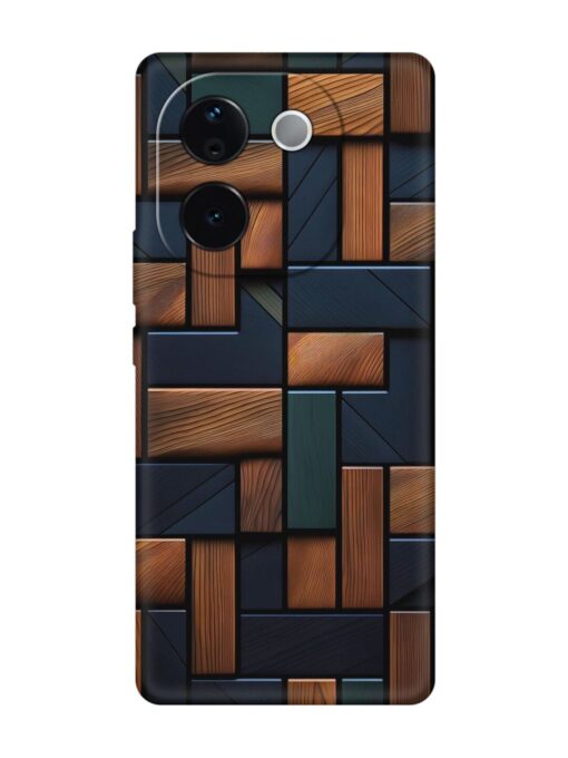 Wooden Background Cubes Embossed Soft Silicone Case for Vivo T3 Pro (5G) Zapvi